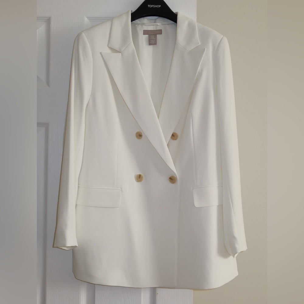 H&M White Double-Breasted Women's Blazer